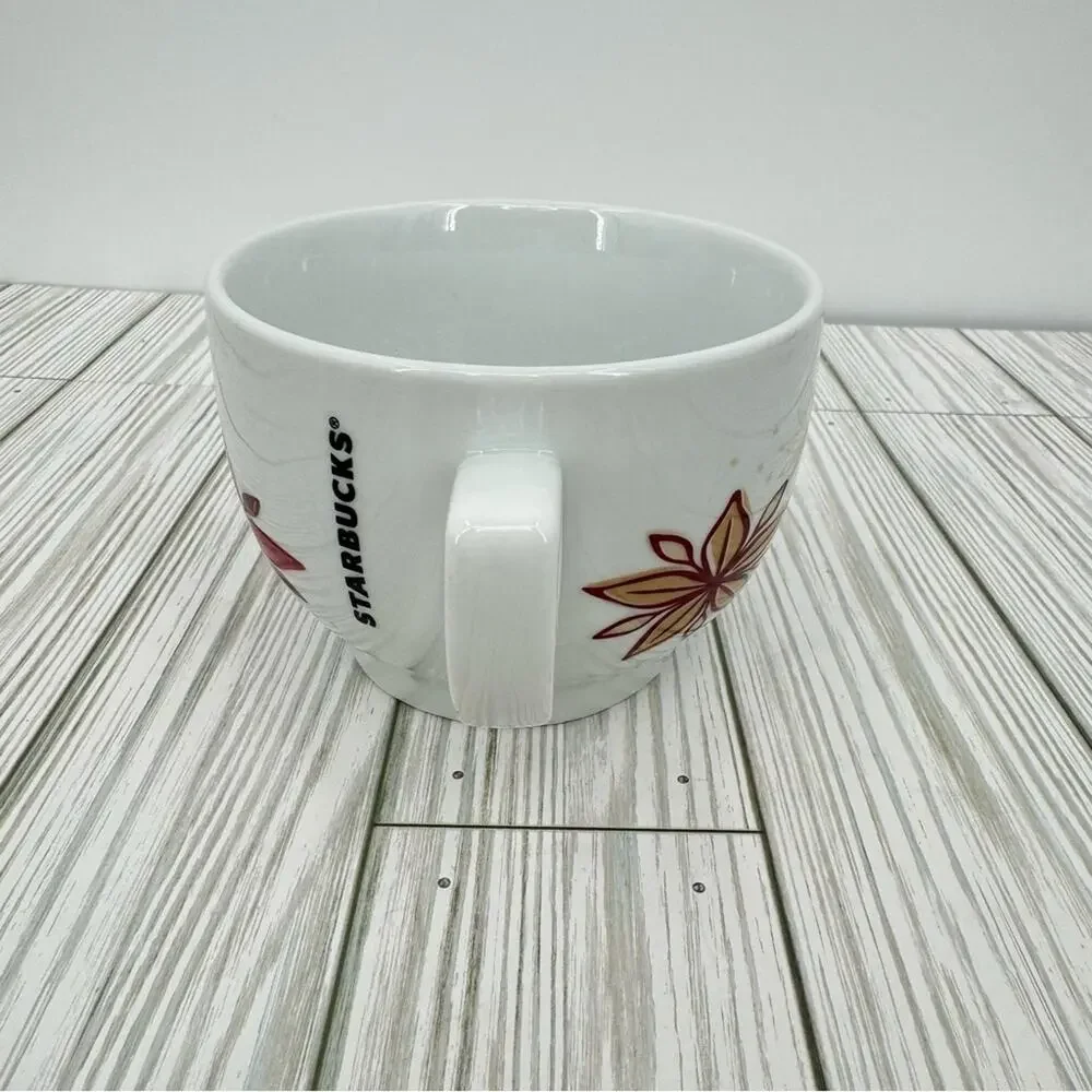 Starbucks holiday 2013 poinsettias snowflake coffee tea cup mug large 20 oz
